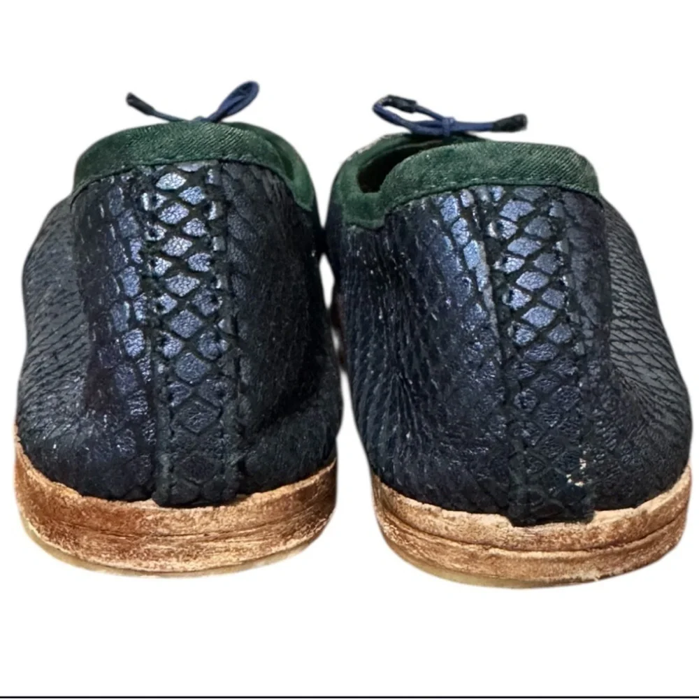 Anthropologie Meher Kakalia Handcrafted Hopi Blue Snake Print Ballet Flat 7.5 US